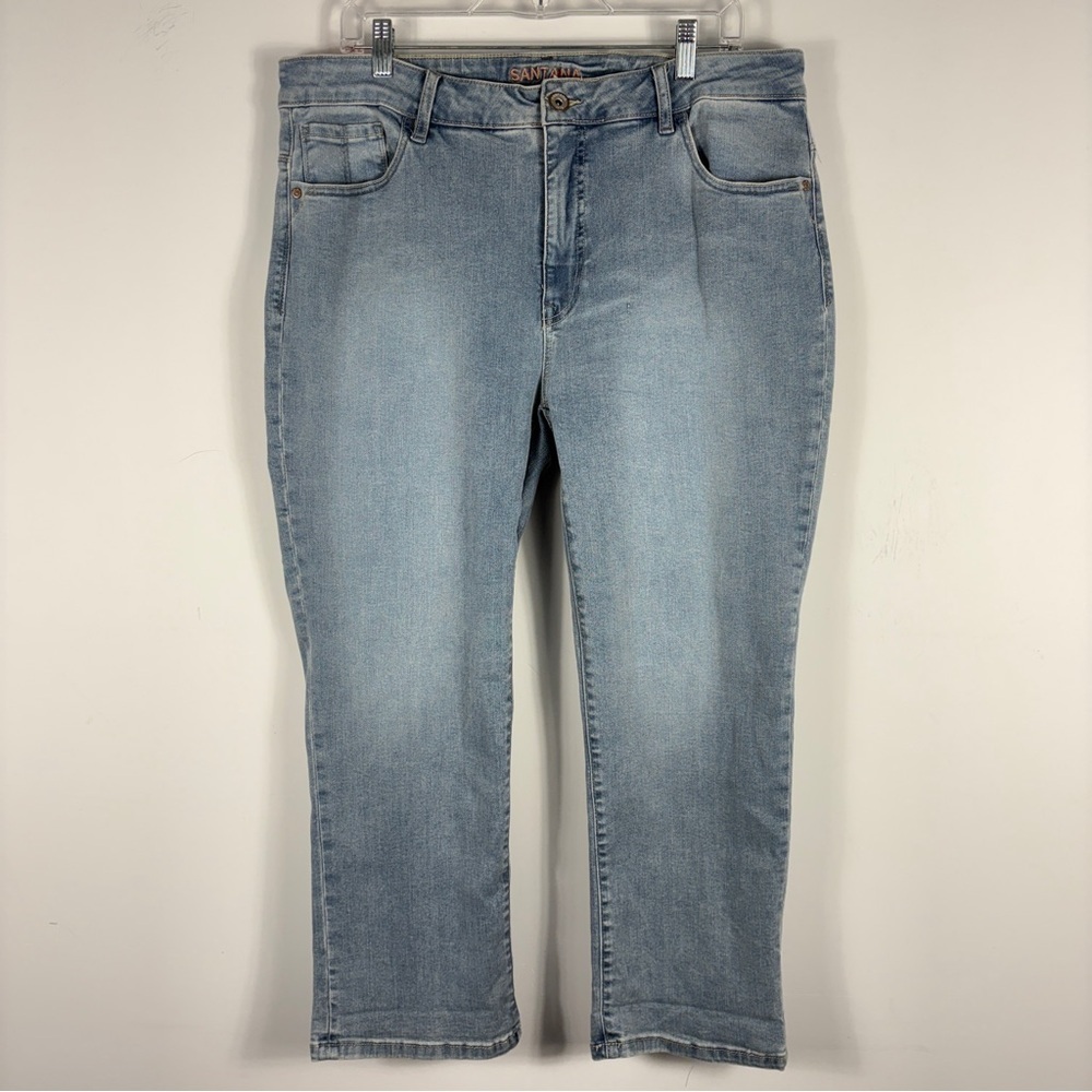 ❤️Santana High Rise Tummy Control Capris NWT Blue Slimming Summer Denim Size 16